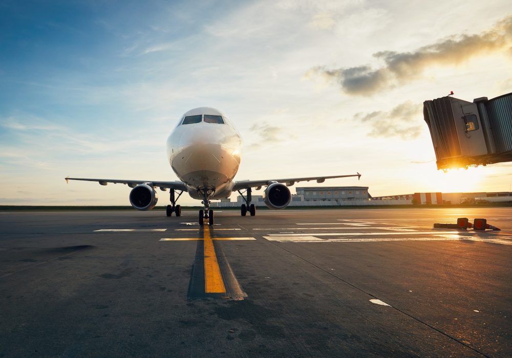 Airport at the amazing sunset